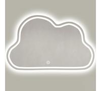 Asymmetrical LED Vanity Mirror Cloud Shape 50x70cm Dual Touch Switch Anti-Fog Backlit Dimmable 3 Color Modes Perfect for Makeup Bathroom Dressing Room