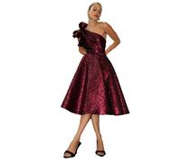Asymmetrical Midi Skater Dress in Jacquard Women Goddiva Rose 44