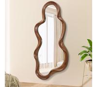 Asymmetrical Mirror for Wall Irregular Wood Frame Modern Artistic Mirrors Decorative Vanity Bathroom Living Room Bedroom Entryway Hallway Cute and Stylish Cloud Mirrors 76x36cm