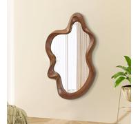 Asymmetrical Mirror for Wall Irregular Wood Frame Modern Artistic Wall Mirrors Decorative Vanity Bathroom Living Room Bedroom Entryway Hallway Cute and Stylish Cloud Mirror Large 55x37cm