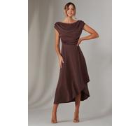 Asymmmetric Draped Midi Dress Jolie Moi Brown 8