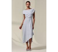 Asymmmetric Draped Midi Dress Jolie Moi White 16