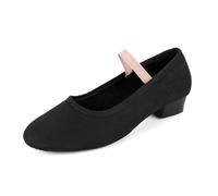 Asyusyu Canvas Character Shoes Cuban Heel Dance Shoes for Women Girl-12.5 UK Child Black