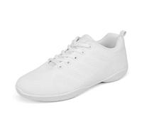 Asyusyu Cheer Shoes White Cheerleading Shoes Meshed Full Sole Dance Sneakers Jazz Trainers for Women Girls-6.5 UK