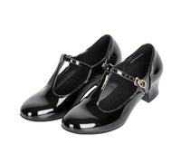 Asyusyu T Bar Character Shoes Low Heel for Women-4 UK Black