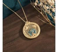 ASZHQUXIUAS Feng Shui Jade Necklace for Women and men Jade Carved Pendant Necklace Charm 18K Gold Plated Chain Flower Dainty Gemstone