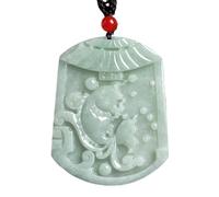 ASZHQUXIUAS Feng Shui Jade Necklace for Women and men Natural Emerald Ice Jade Pendant Necklace, Lucky Fish Charm Feng Shui Jadeite Wealth Amulet For Prosperity Love Luck, 1 Pcs