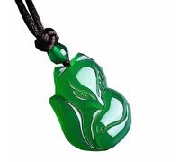 ASZHQUXIUAS Feng Shui Jade Necklace for Women and men Natural Green Jade Fox Pendant Necklace, Carved Gemstone Amulet Fashion Charm Jewelry, Stone 30x23x8mm 1 Pcs
