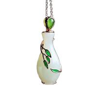 ASZHQUXIUAS Feng Shui Jade Necklace for Women and men Natural Jade Guanyin Vase Willow Pendant Necklace, Chinese Female Fashion Jewelry, Gemstone, 17x5mm, 1 Pcs