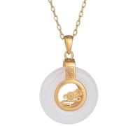 ASZHQUXIUAS Feng Shui Jade Necklace for Women and men Natural White Jade Pendant Necklace, Chinese Traditions Lucky Amulet, Female Fashion Jewelry, 1 Pcs