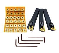 ASZLBYM 5/8" 36pc Carbide Turning Tool Insert Holder Bit Set MTJNR1616H16 + MWLNR1616H08 + MCLNR1616H12 with CNMG 431 + WNMG 431 + TNMG 331 Indexable Insert
