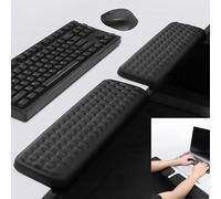 Aszqvd Arm Rest for Desk, L-Shape Desk Mat Elbow Rest for Computer Keyboard, Black Ergonomic Keyboard Pad with Wrist Support, Memory Foam Desktop Edge Cushion, Home Office Work Accessories for Women