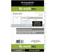 At-A-Glance 2023 Monthly Planner Refill, 87229 Day-Timer, 5-1/2" x 8-1/2", Size 4, Desk Size, Ruled Daily Blocks, Loose Leaf, Monthly Tabs, 481-685Y-23, Brown