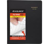 AT-A-GLANCE 2024-2025 Academic Planner, Weekly, Quarter-Hourly Appointment Book, 7" x 8-3/4", Medium, Pocket, Flexible Cover, Black (7095805)