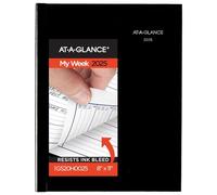 AT-A-GLANCE 2025 Appointment Book Planner, Weekly, 8" x 11", Large, Quarter-Hourly, Hardcover, DayMinder, Black (G520H0025)
