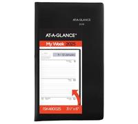 AT-A-GLANCE 2025 Planner, Weekly, 3-1/2" x 6", Pocket Size, Open Scheduling, DayMinder, Black (SK480025)