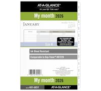 AT-A-GLANCE 2026 Planner Refill, Monthly, 5-1/2" x 8-1/2", Desk Size 4, Loose-Leaf, Ruled Blocks (481-685Y-26)
