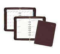 AT-A-GLANCE Faux Leather Undated Starter Set, 7-Ring, 5-1/2" x 8-1/2", Desk Size, Fashion, Merlot (DR1114-040)