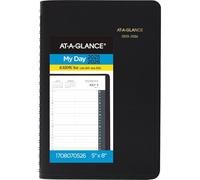AT-A-GLANCE Planner 2025-2026 Academic, Daily Appointment Book, 5" x 8", Small, Flexible Cover, Quarter-Hourly, Black (7080705)