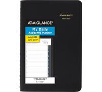 AT-A-GLANCE Planner 2026-2027 Daily Academic 12-Month July-June, Quarter-Hourly Appointment Book, 5" x 8", Black (7080705)