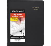 AT-A-GLANCE Planner 2026-2027 Weekly Academic 14-Month July-August, Quarter-Hourly Appointment Book, 7" x 8-3/4", Black (7095805)