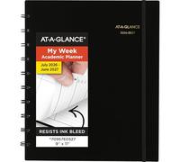 AT-A-GLANCE Planner 2026-2027 Weekly & Monthly Academic 12-Month July-June Quarter-Hourly Appointment Book, 9" x 11", Move-A-Page, Black (70957E05)