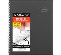 AT-A-GLANCE Planner 2026-2027 Weekly & Monthly Academic 12-Month July-June Quarter-Hourly Appointment Book, 8-1/2" x 11", DayMinder, Charcoal (AYC52045)