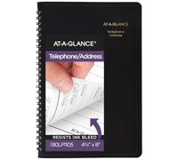 AT-A-GLANCE Telephone/Address Book, Large Print, 500 Entries, 8.38 x 5.38 Inches, Black (80LP1105)