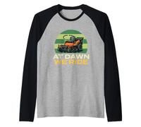 At Dawn We Ride - Landscaping Lawn Mower Mowing Raglan Baseball Tee
