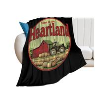 At Home in The Heartland Printed Throw Blanket 250g Soft Cozy Flannel Throw Blankets for Bed Sofa Couch