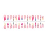 At Home Manicure Press Ons 30 Piece Set, Gradient Almond False Tips with 3D Flower Shell Charm Art, 15 Sizes and Adhesive Tabs Included
