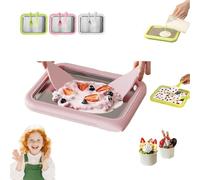 At Home Rolled Ice Cream Kit, Instant Ice Cream Maker, Homemade DIY Frozen Mini Rolled IceCream Tray Plate, Food Grade Stainless Steel Cool Plate with 2 Scrapers, for Fun Family Activities