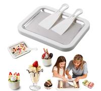 At Home Rolled Ice Cream Kit, Rolled Ice Cream Maker, Food Grade Stainless Steel Cool Plate with 2 Scrapers, Homemade DIY Frozen Mini Rolled Ice Cream Tray Plate for Fun Family Activities (White)