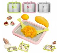 At-Home Rolled Ice Cream Maker Kit,At-Home Rolled Ice Cream Machine with Instant Freeze Tray & 2 Scrapers,DIY Homemade R-olled I-ce C-ream Tray,Yogurt,Sorbet,Fun Family Dessert Activities
