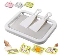 At-Home Rolled Ice Cream Maker Kit - DIY Rolled Ice Cream Tray with 2 Scrapers, Instant Ice Cream Roller Maker for Soft Serve, Slushies, Frozen Yogurt, Fruity Sorbet & Gelato (White)
