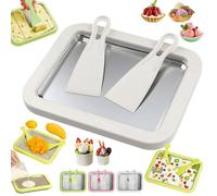 At-Home Rolled Ice Cream Maker Kit,Portable Instant Rolled Icecream Tray with 2 Scrapers,At-Home Instant Freeze Plate,DIY Freeze Yogurt Board Machine,Ice Cream Roll Maker Tray for Yogurt Sorbet