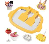 At-Home Rolled Ice Cream Maker Kit, Rolled Ice Cream Maker, DIY Homemade IceCream Roll Makers Tray with 2 Scrapers, Instant Water Freeze Plate Roll Icecream Making Machine Tray (Yellow)