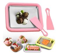 At-Home Rolled Ice Cream Maker Kit,Rolled lce Cream Maker with 2 Scrapers,DIY Homemade Rolled Ice Cream Maker, Portable Roll Ice-Cream Maker Machine for Fun Family Activity (Pink)
