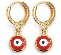 AT Jewellery - 18ct Gold Filled Red Evil Eye Drop Dangle Earrings