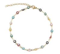 AT Jewellery - Multi-Colour Evil Eye | Gold Ankle Chain Anklet