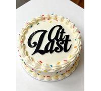 At Last Cake Topper - Acrylic Black Engagement Wedding Cake Decorating Supplies, for Finally bachelor Party/Graduate Party/Retirement Party/Wedding Fabulous Cake Decoration Photo props