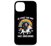 At Least The End Has Unicorns Grim Reaper Funny Rainbow Case for iPhone 13