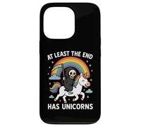At Least The End Has Unicorns Grim Reaper Funny Rainbow Case for iPhone 13 Pro