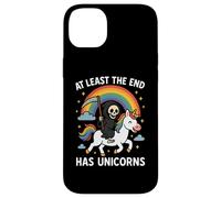 At Least The End Has Unicorns Grim Reaper Funny Rainbow Case for iPhone 14 Plus