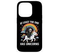 At Least The End Has Unicorns Grim Reaper Funny Rainbow Case for iPhone 14 Pro