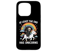 At Least The End Has Unicorns Grim Reaper Funny Rainbow Case for iPhone 15 Pro