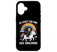 At Least The End Has Unicorns Grim Reaper Funny Rainbow Case for iPhone 16