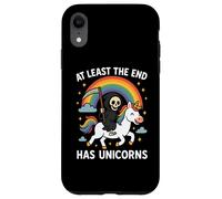 At Least The End Has Unicorns Grim Reaper Funny Rainbow Case for iPhone XR