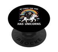 At Least The End Has Unicorns Grim Reaper Funny Rainbow PopSockets Adhesive PopGrip