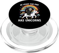 At Least The End Has Unicorns Grim Reaper Funny Rainbow PopSockets PopGrip for MagSafe